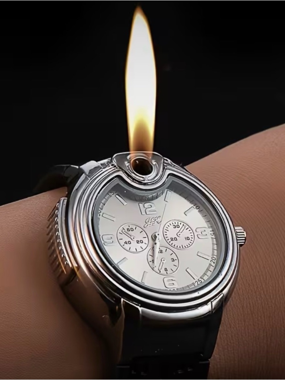 New watch Creative Refillable Lighter Unique Gift for Men Women black silver l